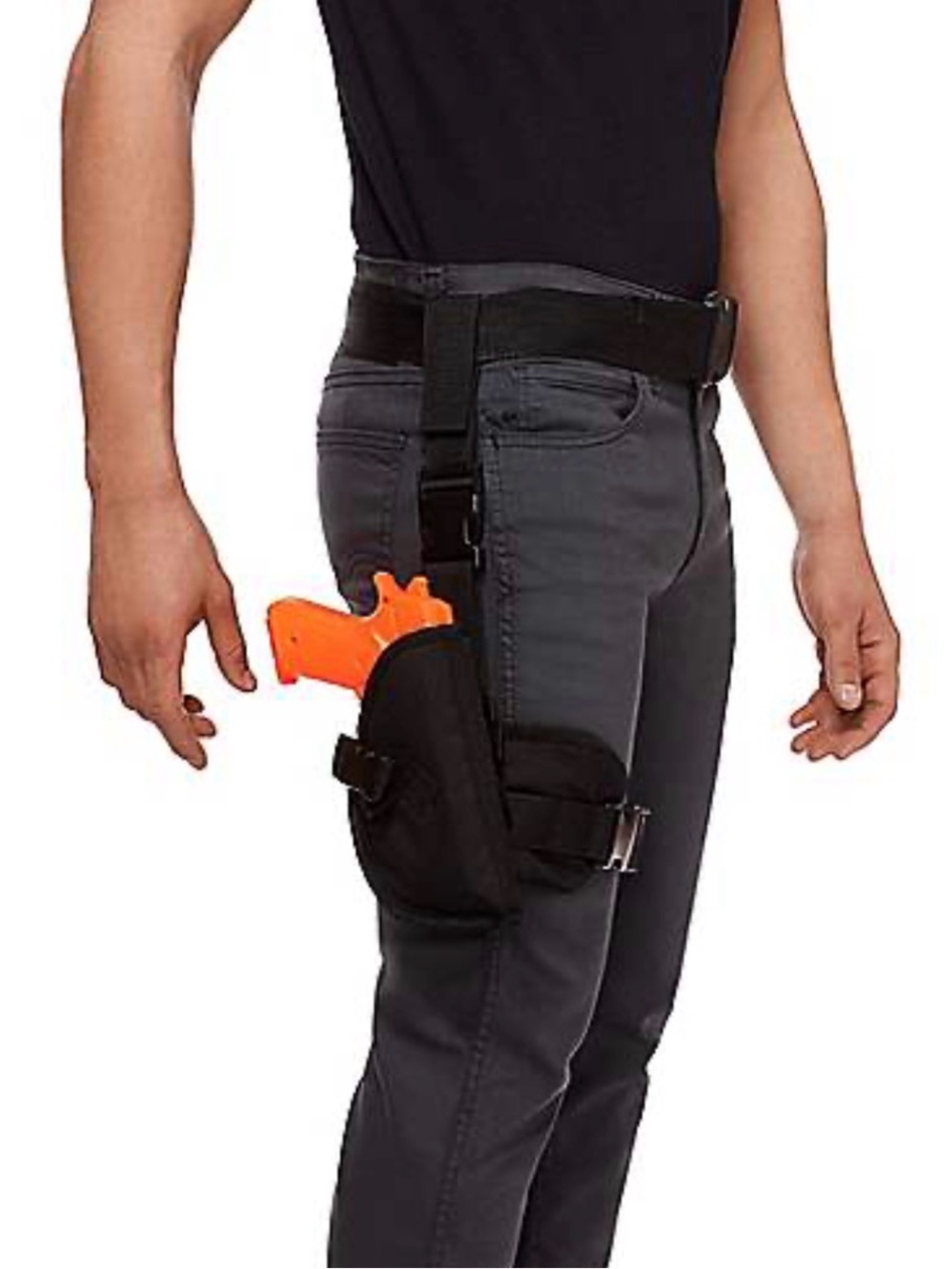 Spirit Black Tactical Thigh Holster with Orange Training Gun